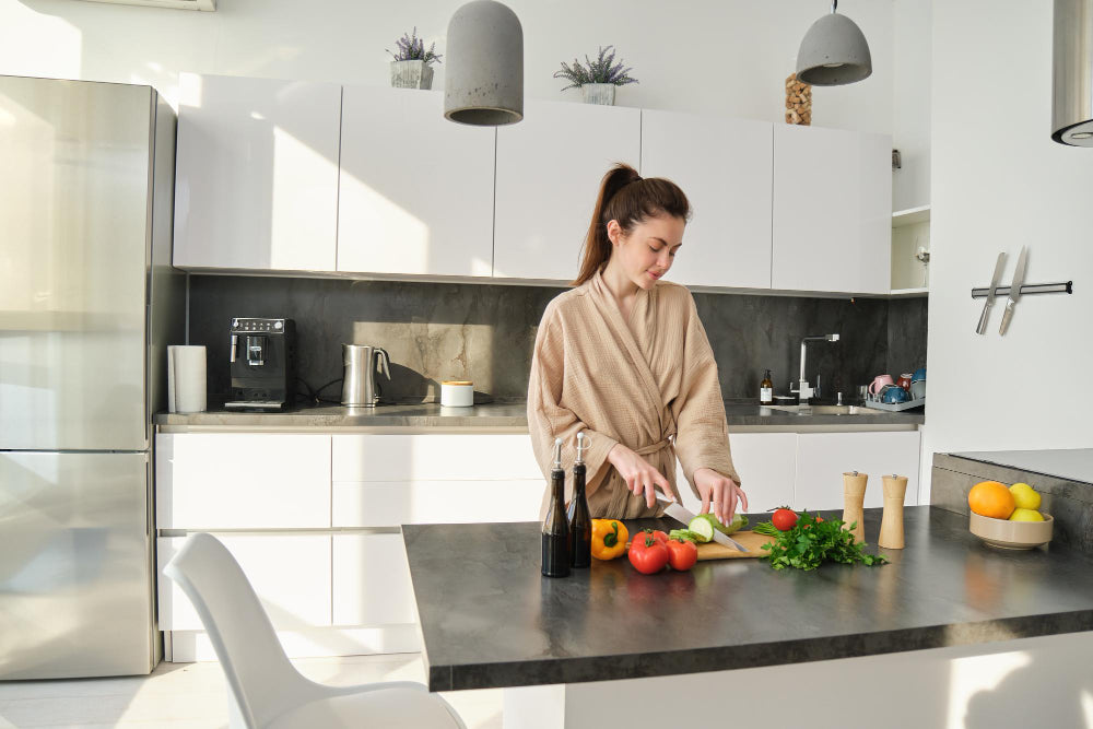 Woman chopping vegetables