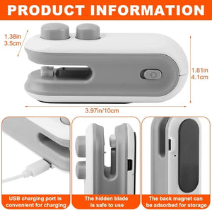 Mini Magnet USB Rechargeable Bag Sealer With Cutter
