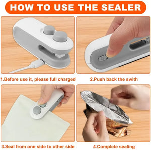Mini Magnet USB Rechargeable Bag Sealer With Cutter