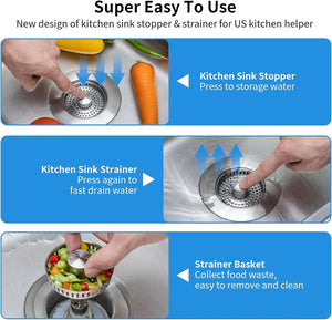 3-in-1 Stainless Steel Sink Drain Strainer