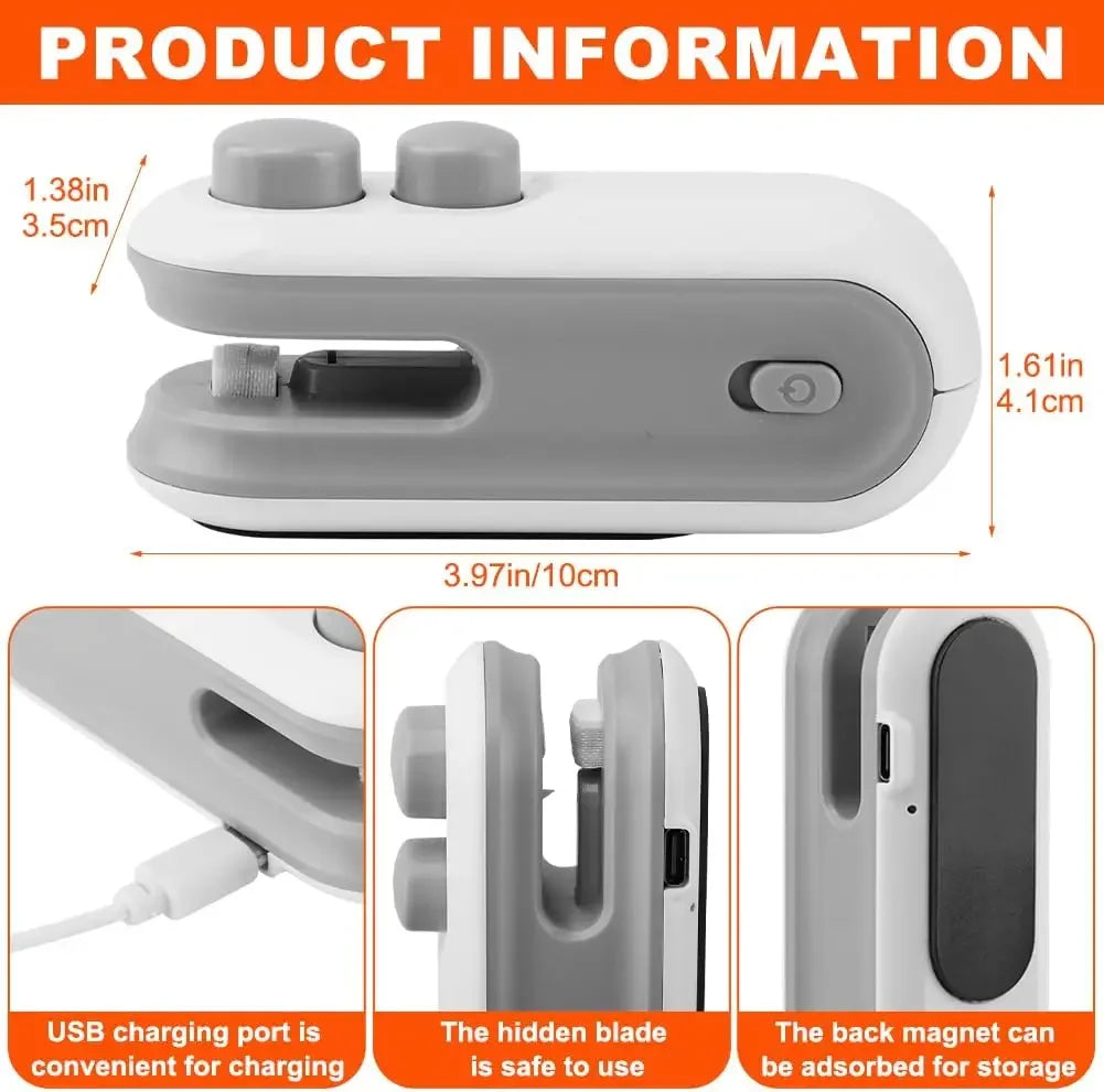 Mini Magnet USB Rechargeable Bag Sealer With Cutter